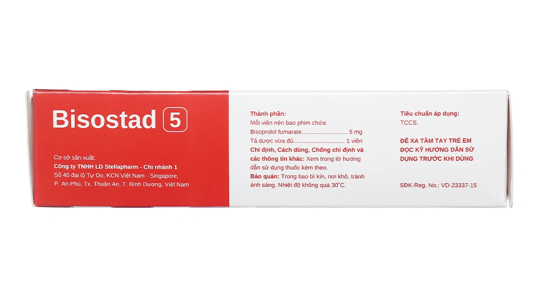 Bisostad 5 trị tăng huyết áp, đau thắt ngực, suy tim (3 vỉ x 10 viên) - 2