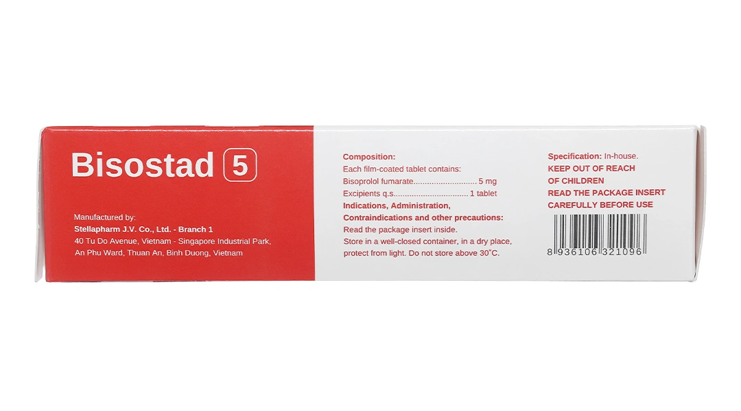 Bisostad 5 trị tăng huyết áp, đau thắt ngực, suy tim (3 vỉ x 10 viên) - 3