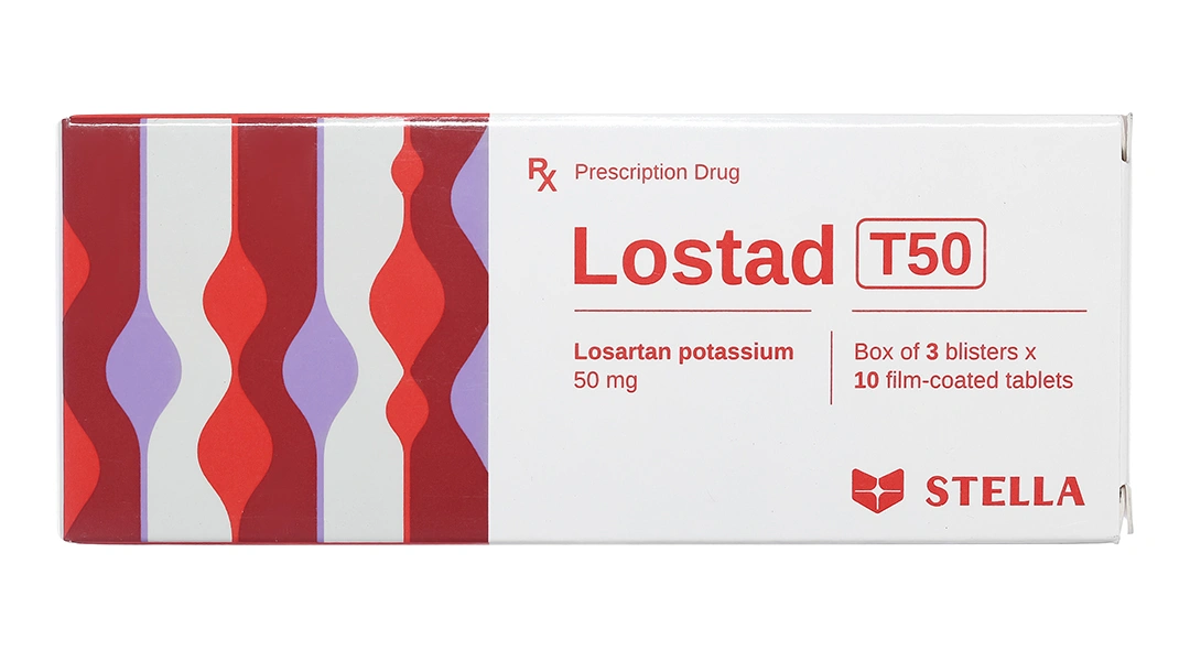 Lostad T50 trị tăng huyết áp, suy tim, nhồi máu cơ tim (3 vỉ x 10 viên) - 2