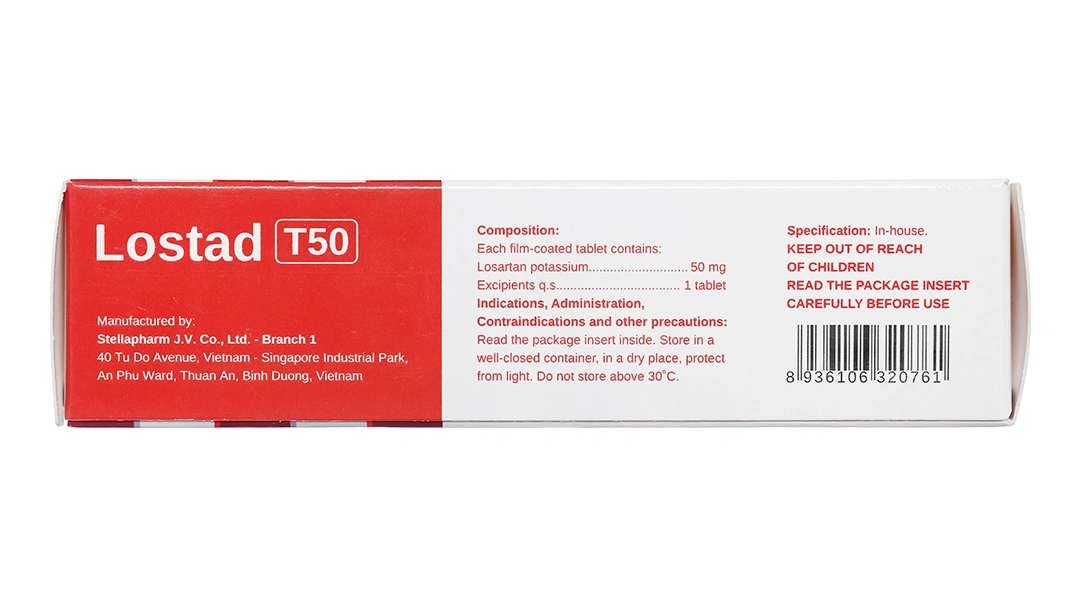 Lostad T50 trị tăng huyết áp, suy tim, nhồi máu cơ tim (3 vỉ x 10 viên) - 4