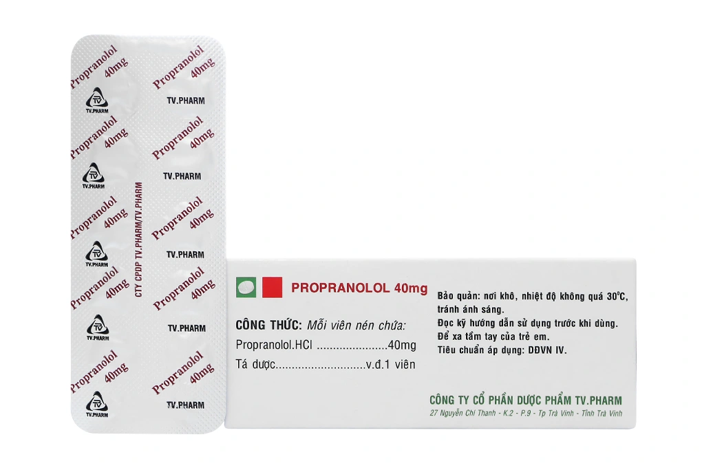 Propranolol TV.Pharm 40mg trị tăng huyết áp, đau thắt ngực (10 vỉ x 10 viên) - 1