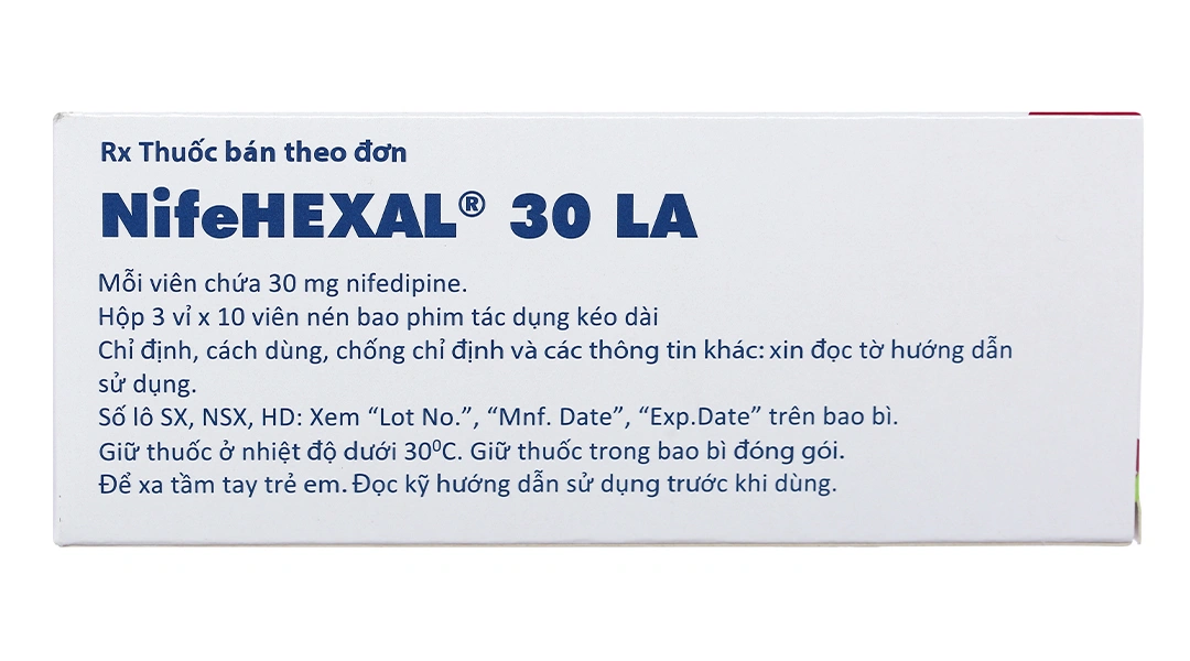 NifeHEXAL 30 LA trị tăng huyết áp, dự phòng trị đau thắt ngực (3 vỉ x 10 viên) - 1