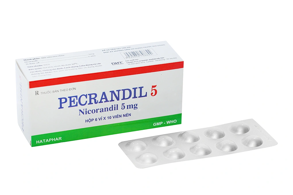 Pecrandil 5mg Hà Tây trị đau thắt ngực (6 vỉ x 10 viên) - 