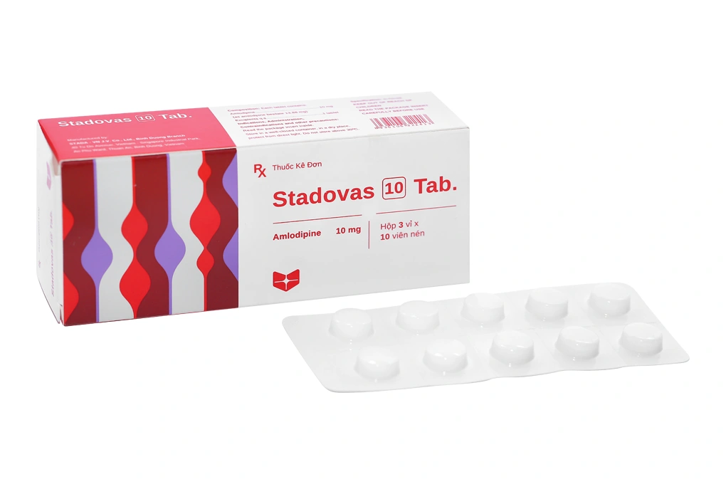 Stadovas 10 Tab trị tăng huyết áp, đau thắt ngực (3 vỉ x 10 viên) - 