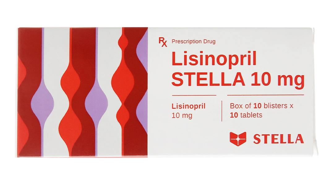 Lisinopril Stella 10mg trị tăng huyết áp, suy tim (10 vỉ x 10 viên) - 1