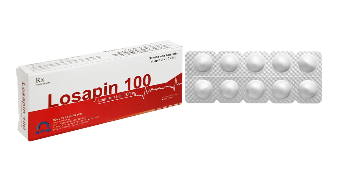 Losapin 100 trị tăng huyết áp (3 vỉ x 10 viên) - 