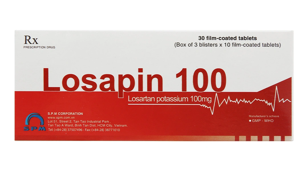 Losapin 100 trị tăng huyết áp (3 vỉ x 10 viên) - 1