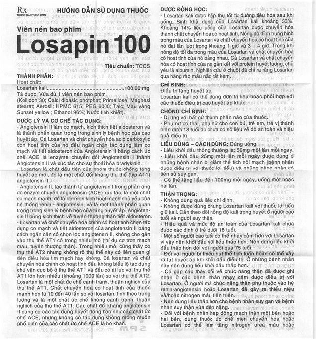 Losapin 100 trị tăng huyết áp (3 vỉ x 10 viên) - 4