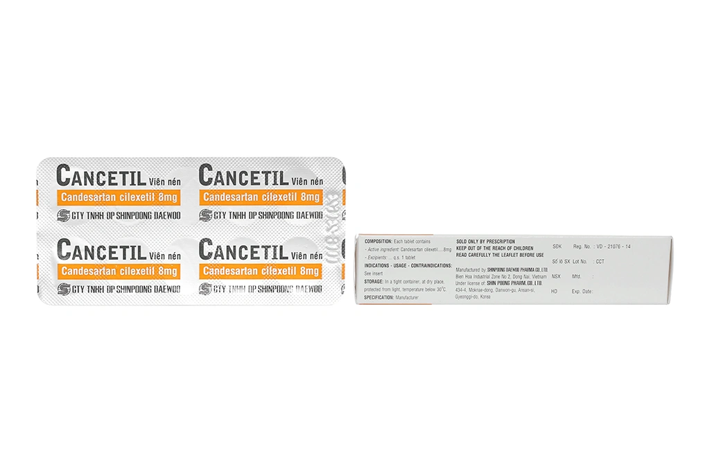 Cancetil 8mg điều trị tăng huyết áp, suy tim (3 vỉ x 10 viên) - 6