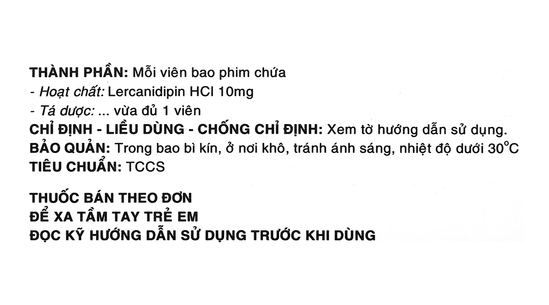 SP Lerdipin 10mg trị tăng huyết áp (3 vỉ x 10 viên) - 4
