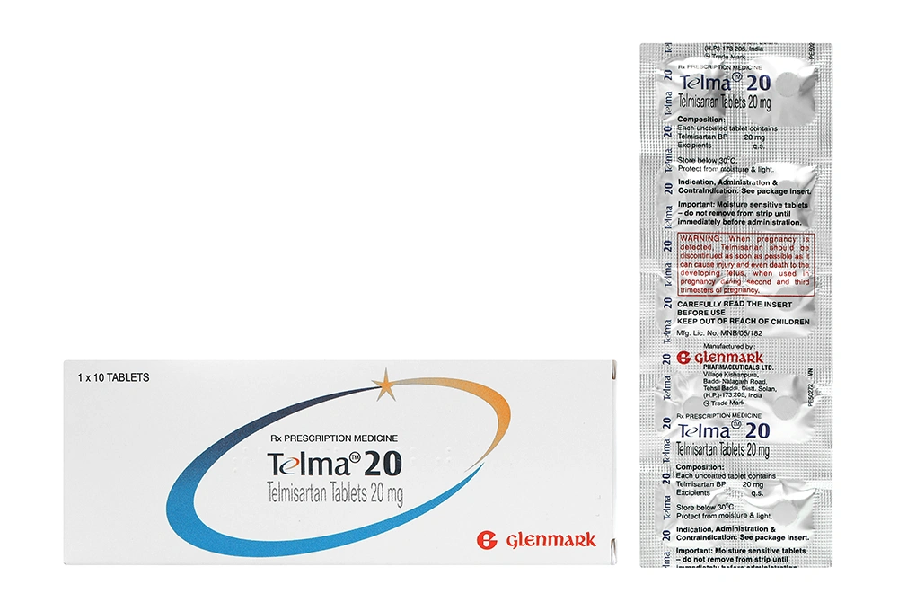 Telma 20 trị tăng huyết áp (1 vỉ x 10 viên) - 
