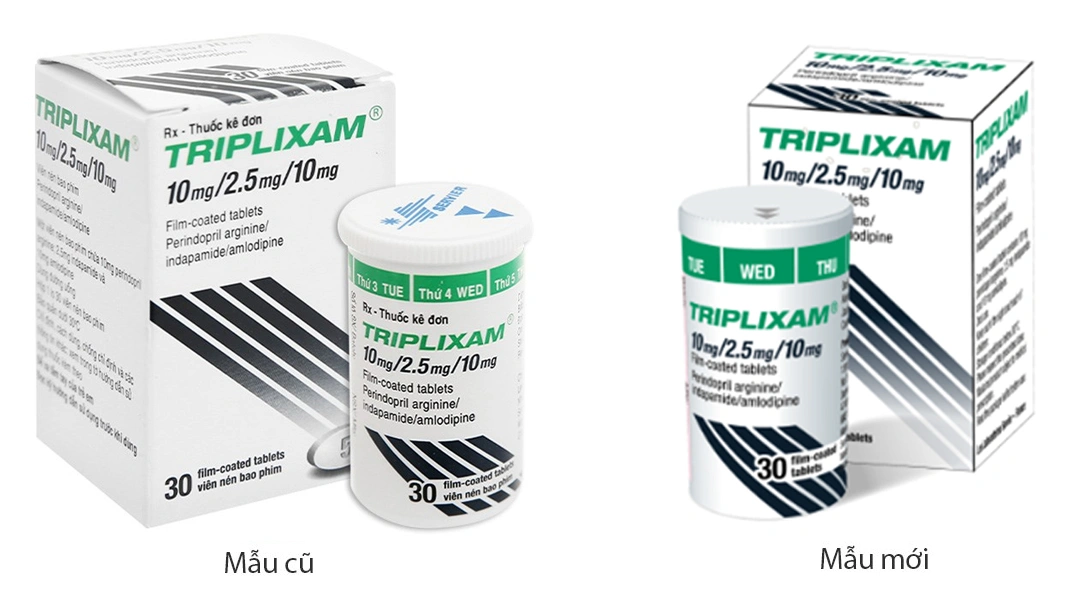 Triplixam 10mg/2.5mg/10mg trị tăng huyết áp lọ 30 viên - 