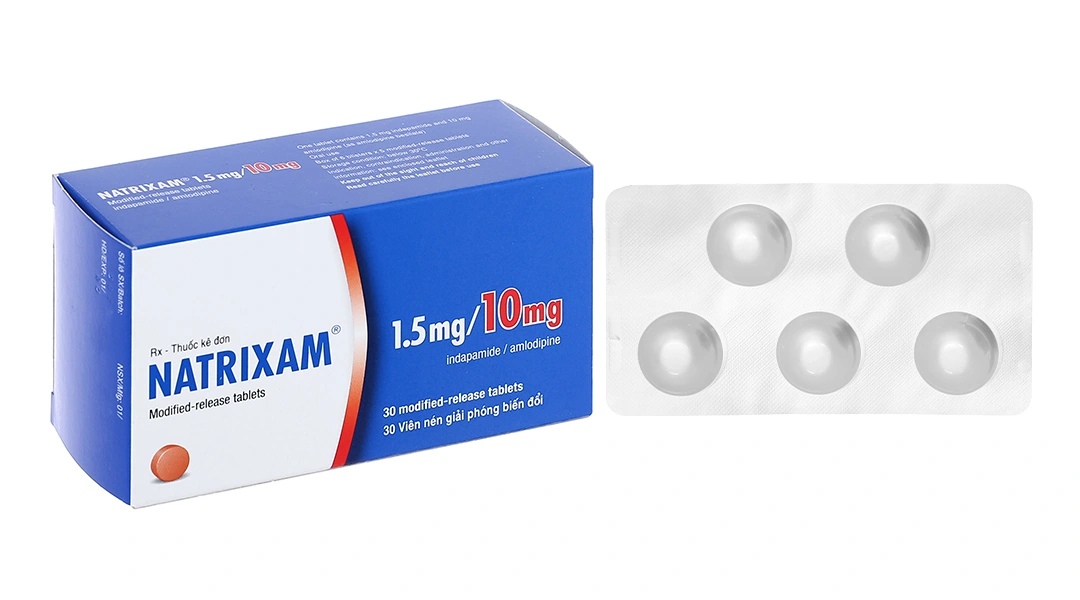 Natrixam 1.5mg/10mg trị tăng huyết áp (6 vỉ x 5 viên) - 