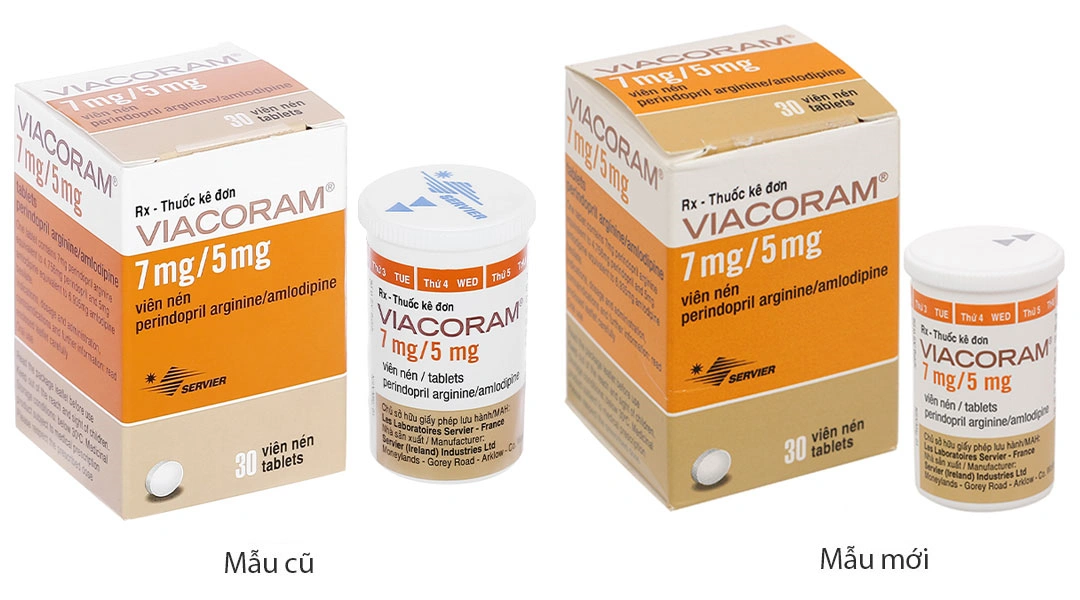 Viacoram 7mg/5mg điều trị tăng huyết áp vô căn lọ 30 viên - 