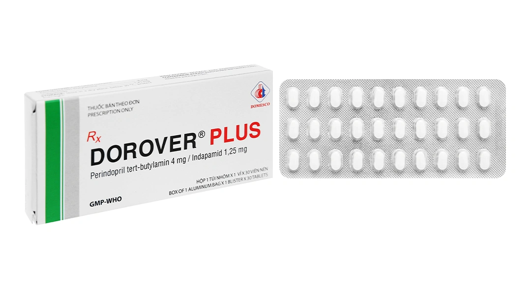Dorover Plus 4mg/1.25mg trị tăng huyết áp (1 vỉ x 30 viên) - 
