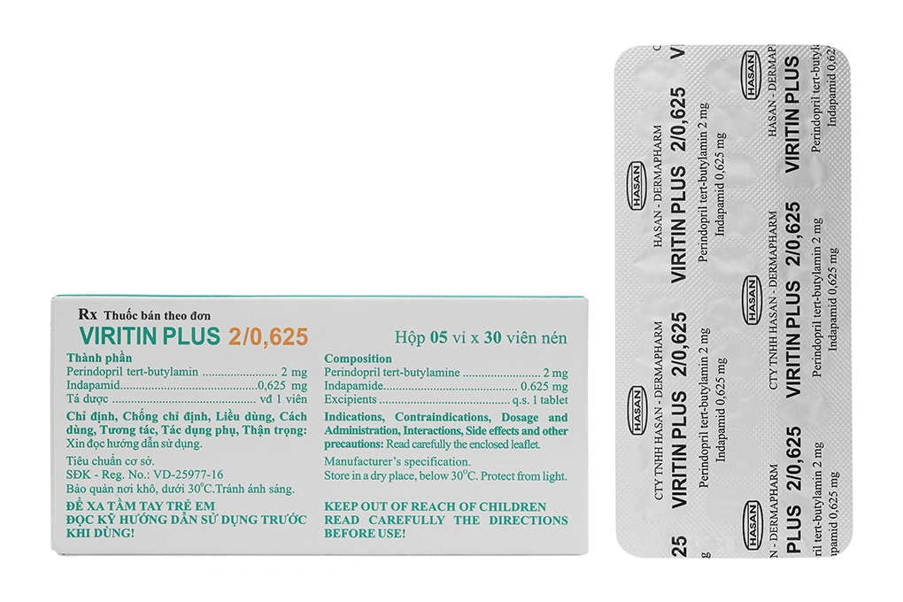 Viritin Plus 2/0.625 trị tăng huyết áp (5 vỉ x 30 viên) - 1