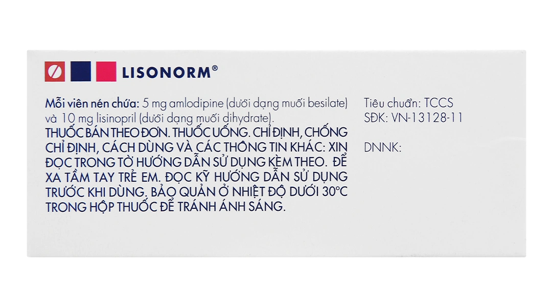 Lisonorm 5mg/10mg trị tăng huyết áp (3 vỉ x 10 viên) - 1