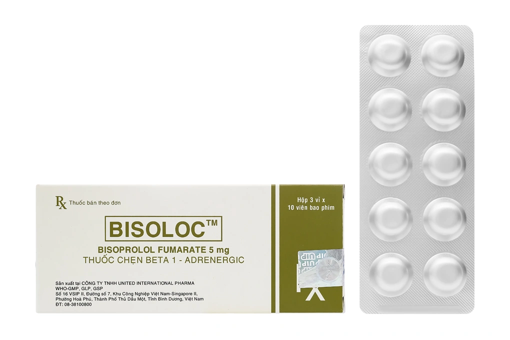 Bisoloc 5mg trị tăng huyết áp, suy tim (3 vỉ x 10 viên) - 