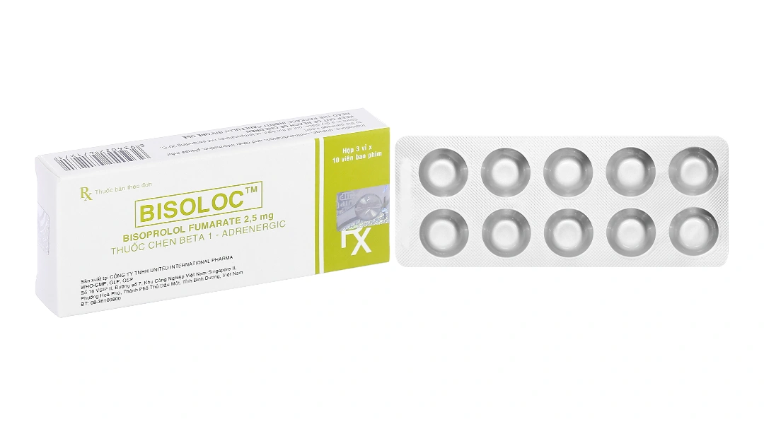 Bisoloc 2.5mg trị tăng huyết áp, suy tim mạn (3 vỉ x 10 viên) - 