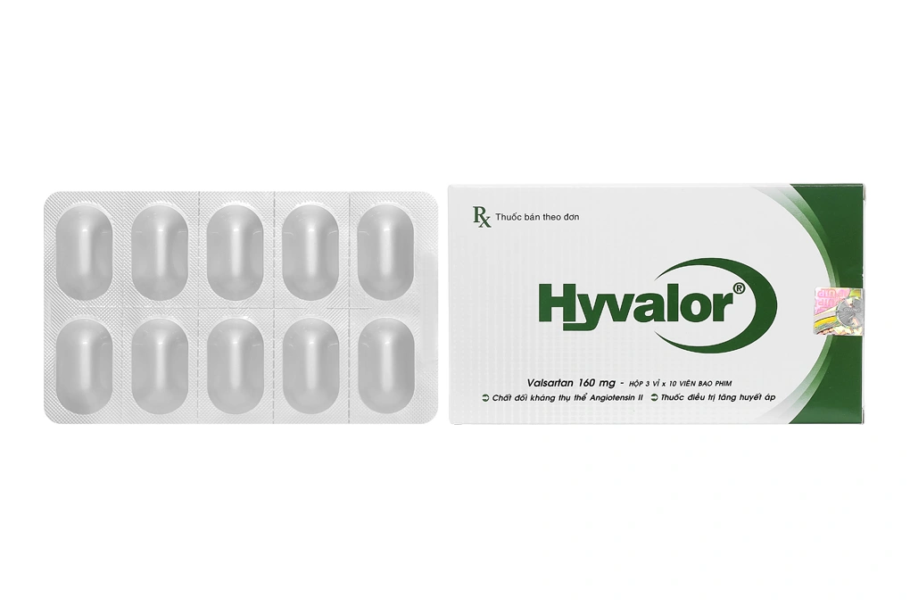 Hyvalor 160mg trị tăng huyết áp, suy tim (3 vỉ x 10 viên) - 