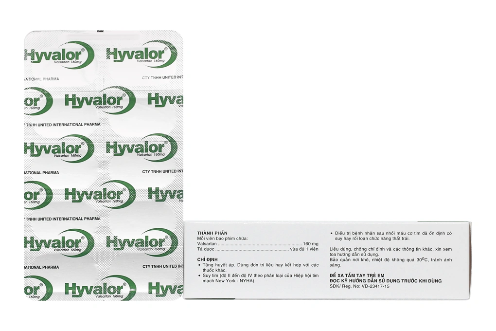 Hyvalor 160mg trị tăng huyết áp, suy tim (3 vỉ x 10 viên) - 1