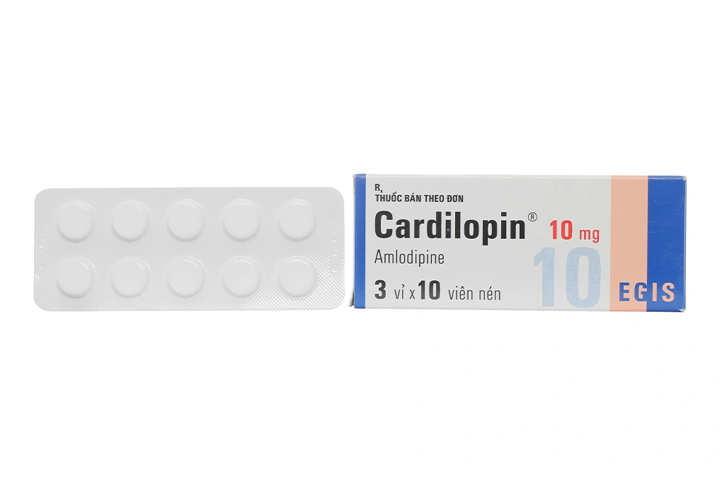 Cardilopin 10mg trị tăng huyết áp, đau thắt ngực (3 vỉ x 10 viên) - 