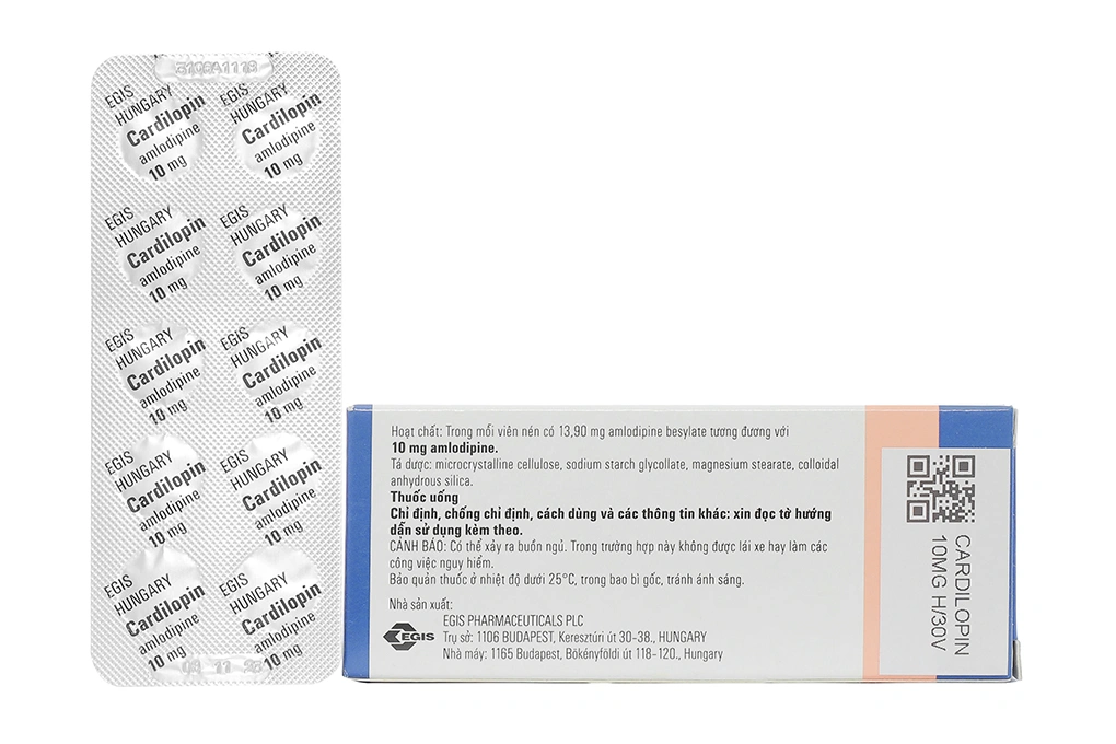 Cardilopin 10mg trị tăng huyết áp, đau thắt ngực (3 vỉ x 10 viên) - 1