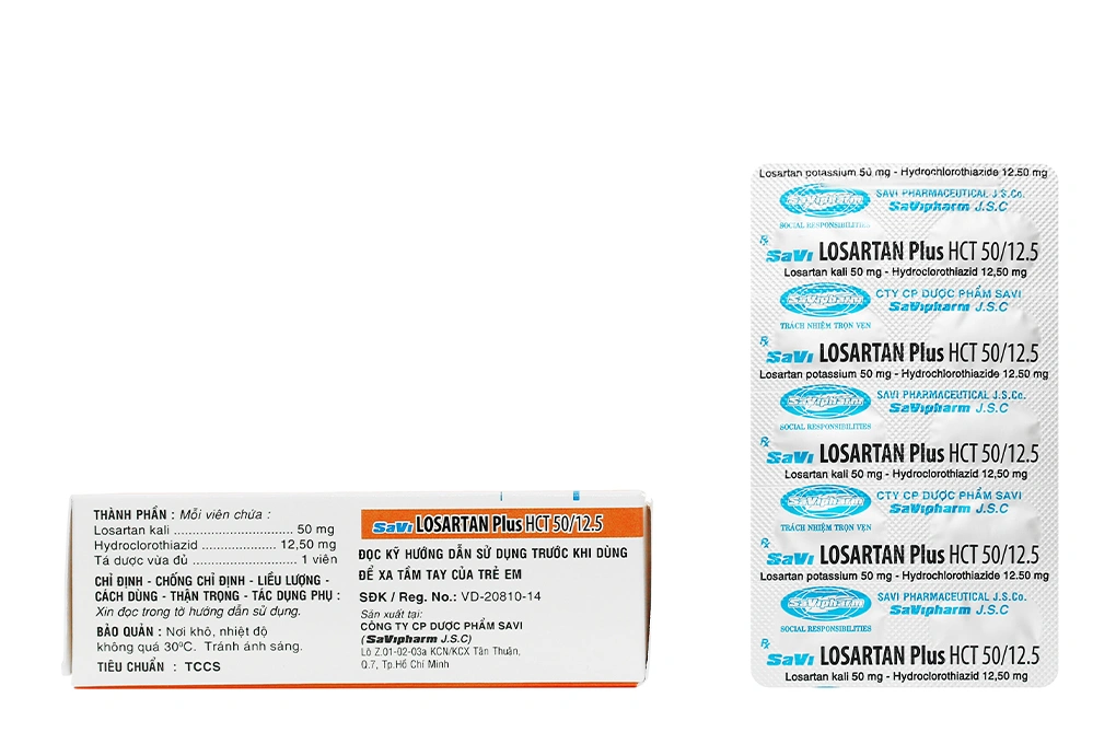 SaVi Losartan Plus HCT 50/12.5 trị tăng huyết áp (3 vỉ x 10 viên) - 1