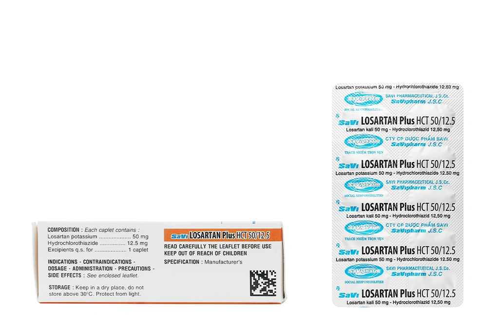 SaVi Losartan Plus HCT 50/12.5 trị tăng huyết áp (3 vỉ x 10 viên) - 2