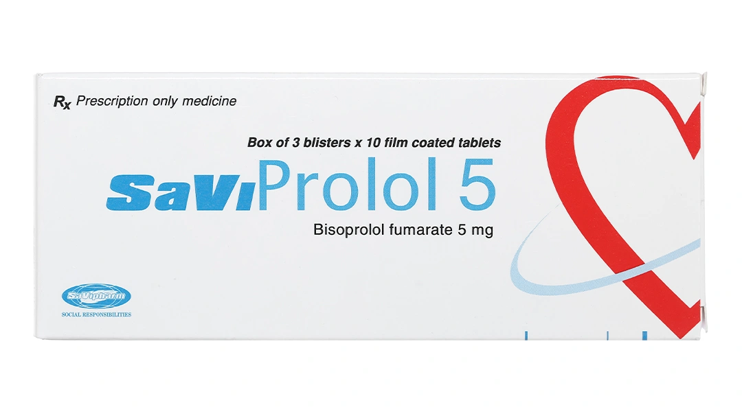SaViProlol 5 trị tăng huyết áp, đau thắt ngực (3 vỉ x 10 viên) - 1