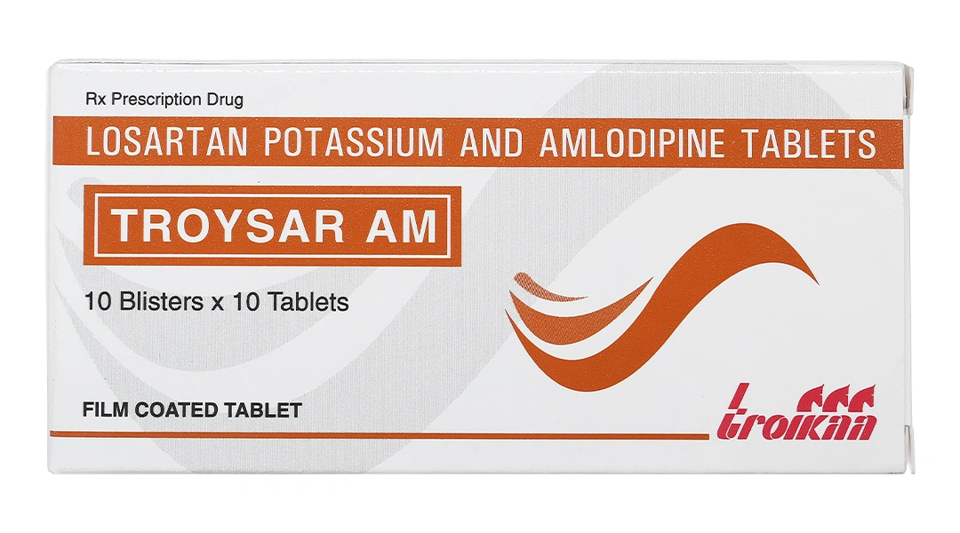 Troysar AM trị tăng huyết áp, đau thắt ngực (10 vỉ x 10 viên) - 1