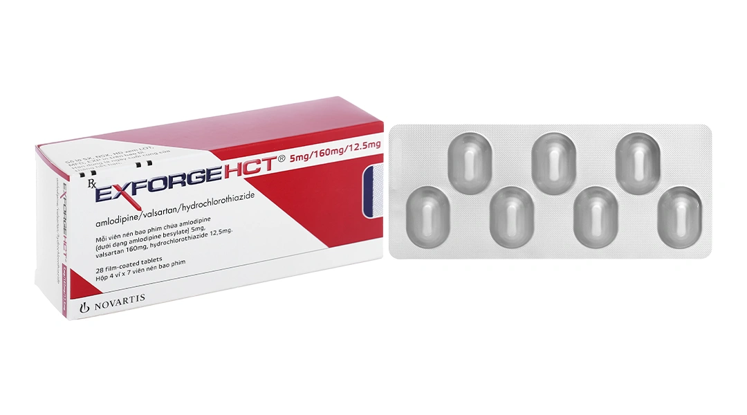 ExforgeHCT 5mg/160mg/12.5mg trị tăng huyết áp vô căn (4 vỉ x 7 viên) - 