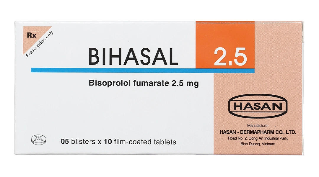 Bihasal 2.5 trị tăng huyết áp, đau thắt ngực, suy tim (5 vỉ x 10 viên) - 1