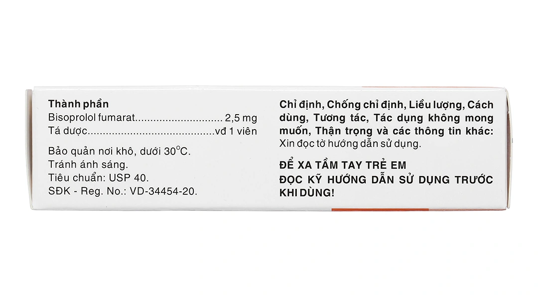 Bihasal 2.5 trị tăng huyết áp, đau thắt ngực, suy tim (5 vỉ x 10 viên) - 2
