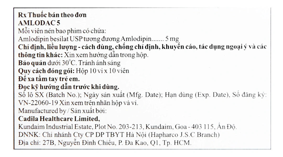 Amlodac 5 trị tăng huyết áp, đau thắt ngực (10 vỉ x 10 viên) - 4