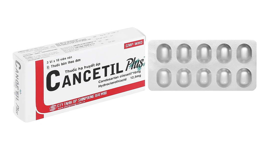 Cancetil Plus 16mg/12.5mg trị tăng huyết áp (3 vỉ x 10 viên) - 