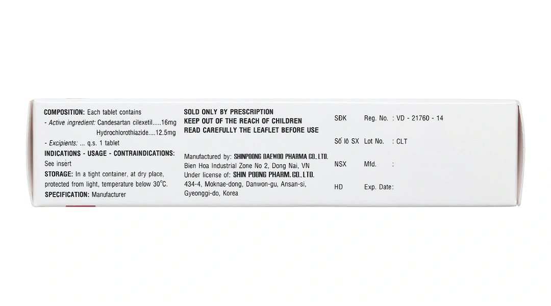Cancetil Plus 16mg/12.5mg trị tăng huyết áp (3 vỉ x 10 viên) - 3