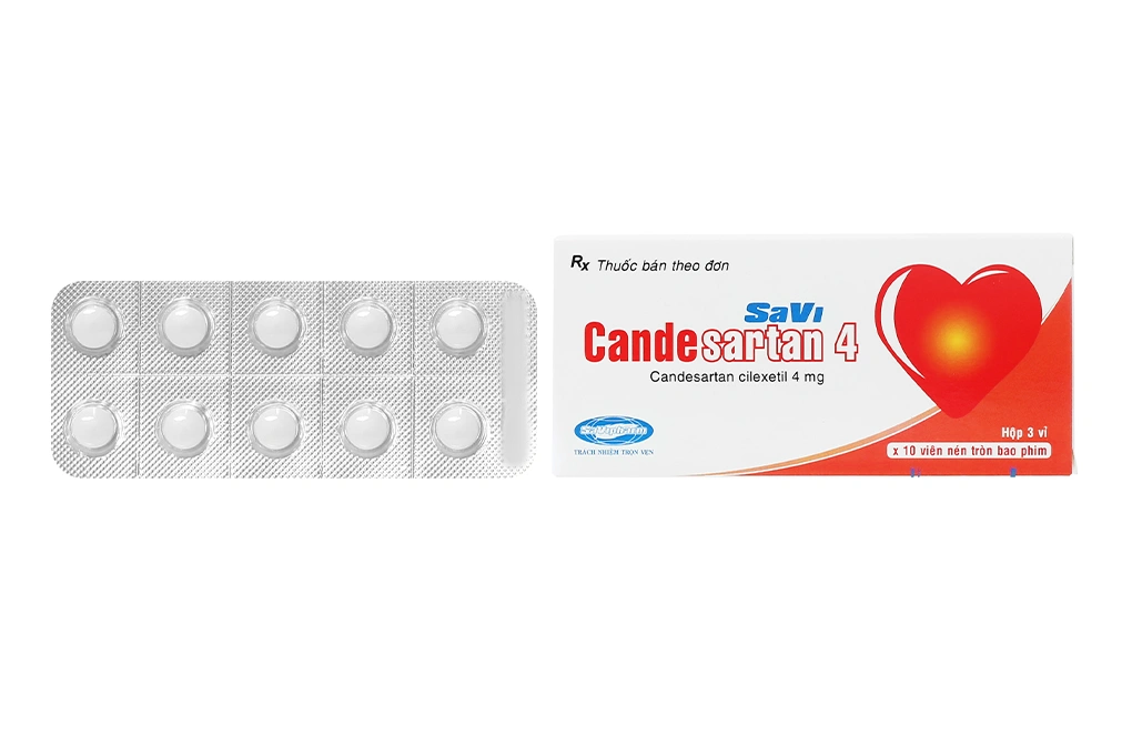 SaVi Candesartan 4 trị tăng huyết áp, suy tim (3 vỉ x 10 viên) - 