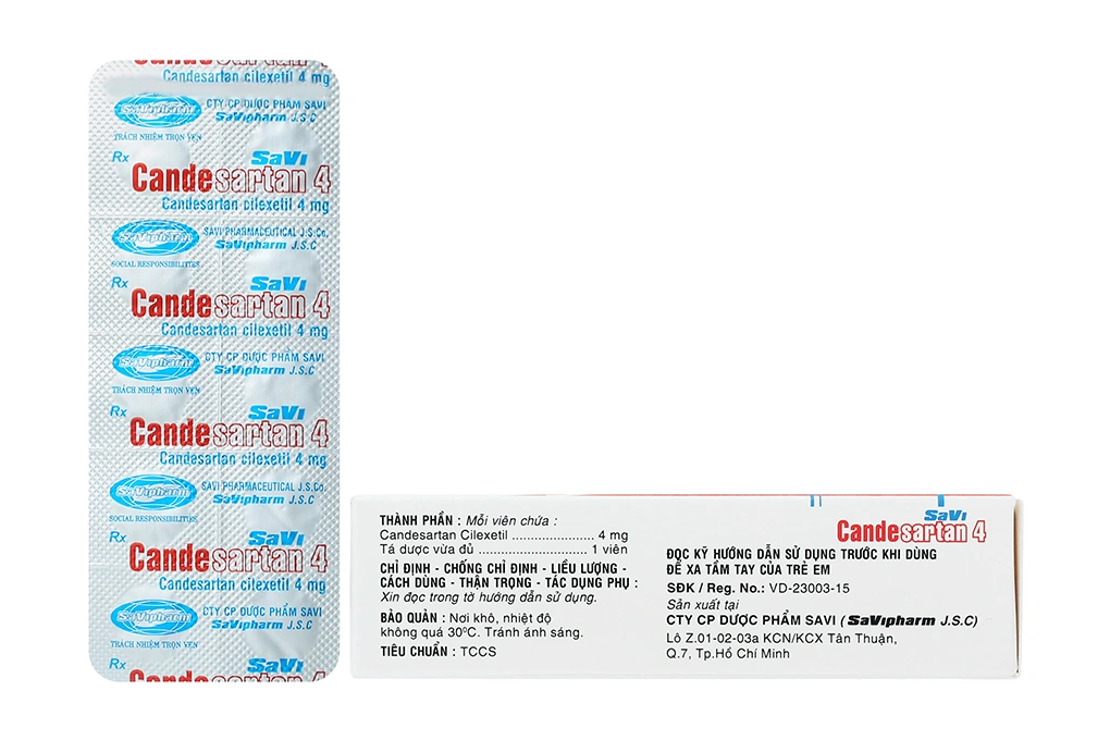 SaVi Candesartan 4 trị tăng huyết áp, suy tim (3 vỉ x 10 viên) - 1