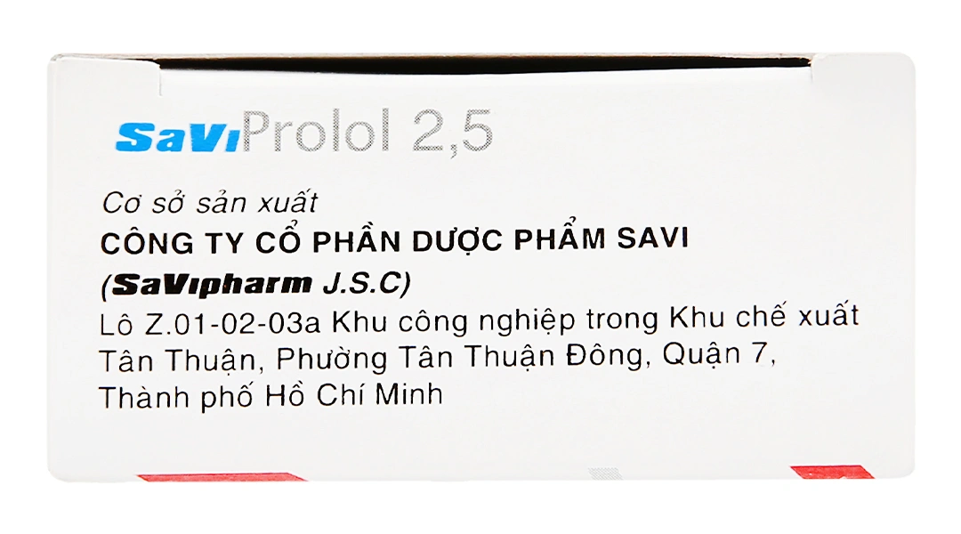 SaviProlol 2.5mg trị tăng huyết áp, đau thắt ngực (3 vỉ x 10 viên) - 5