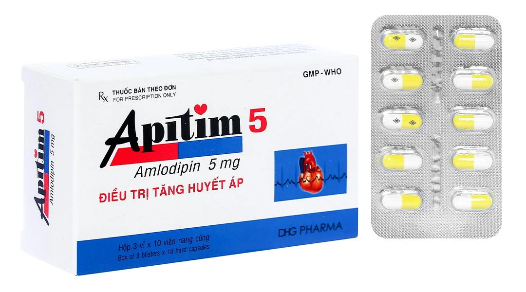 Apitim 5 trị tăng huyết áp, đau thắt ngực (3 vỉ x 10 viên) - 