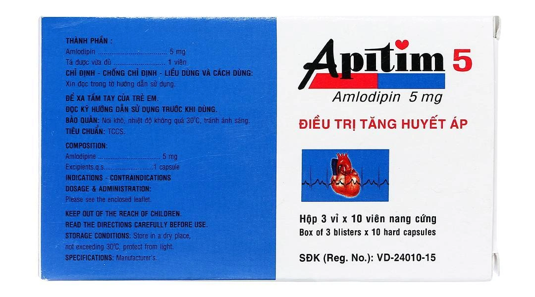Apitim 5 trị tăng huyết áp, đau thắt ngực (3 vỉ x 10 viên) - 2