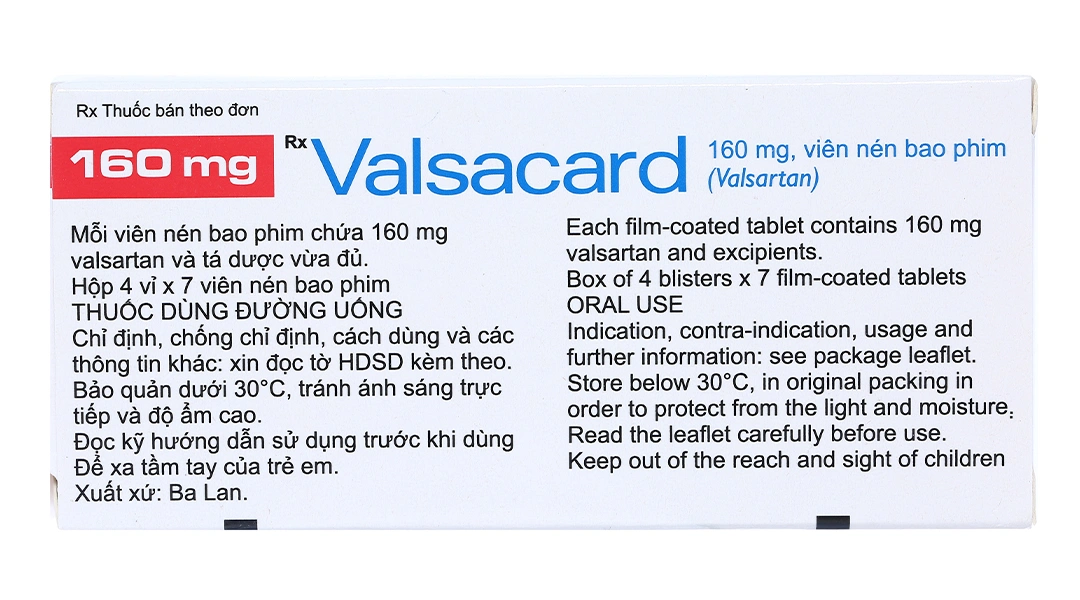 Valsacard 160mg trị tăng huyết áp, suy tim (4 vỉ x 7 viên) - 2