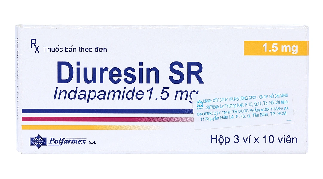 Diuresin SR 1.5mg trị tăng huyết áp, phù do suy tim (3 vỉ x 10 viên) - 1