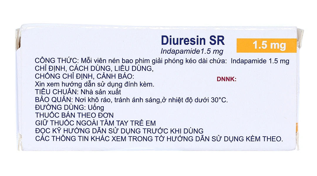 Diuresin SR 1.5mg trị tăng huyết áp, phù do suy tim (3 vỉ x 10 viên) - 2