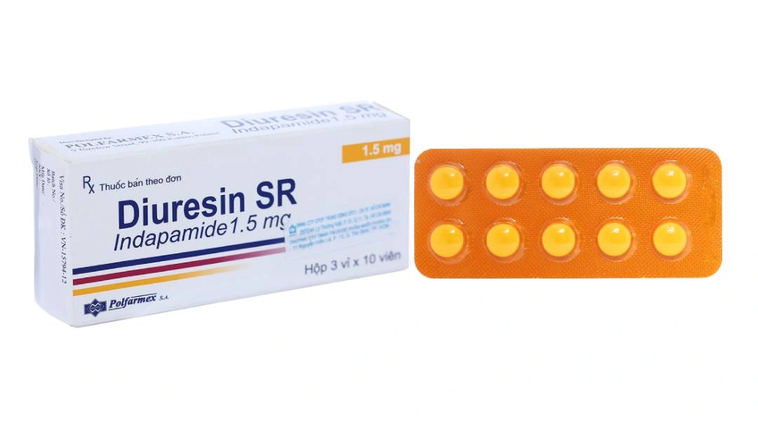 Diuresin SR 1.5mg trị tăng huyết áp, phù do suy tim (3 vỉ x 10 viên) - 