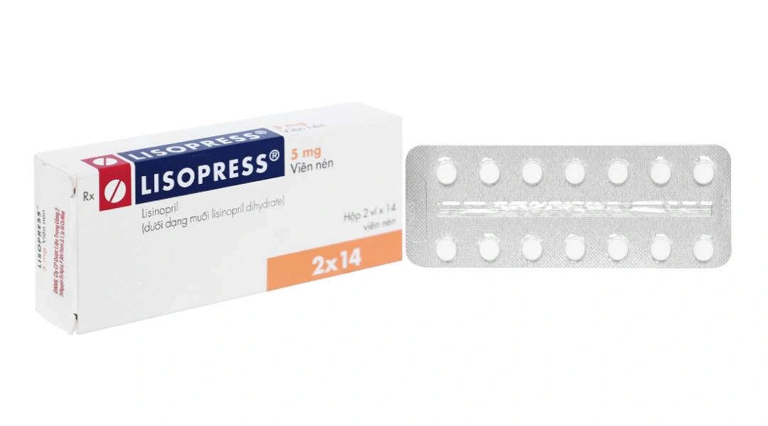 Lisopress 5mg trị tăng huyết áp, suy tim (2 vỉ x 14 viên) - 