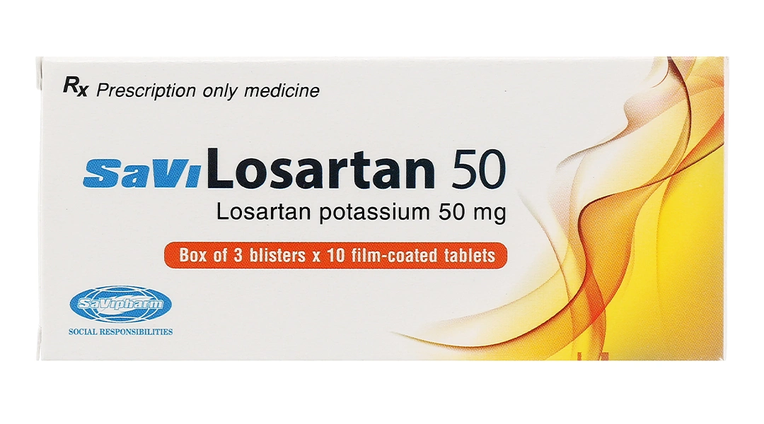 SaVi Losartan 50 trị tăng huyết áp nguyên phát (3 vỉ x 10 viên) - 1