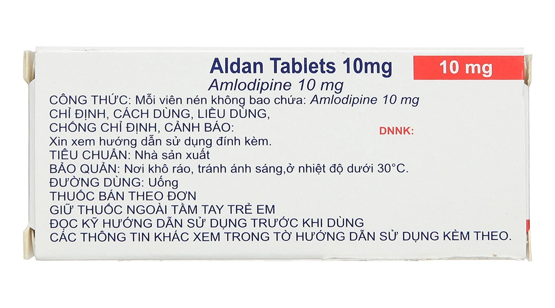 Aldan Tablets 10mg trị tăng huyết áp, dự phòng đau thắt ngực (3 vỉ x 10 viên) - 1