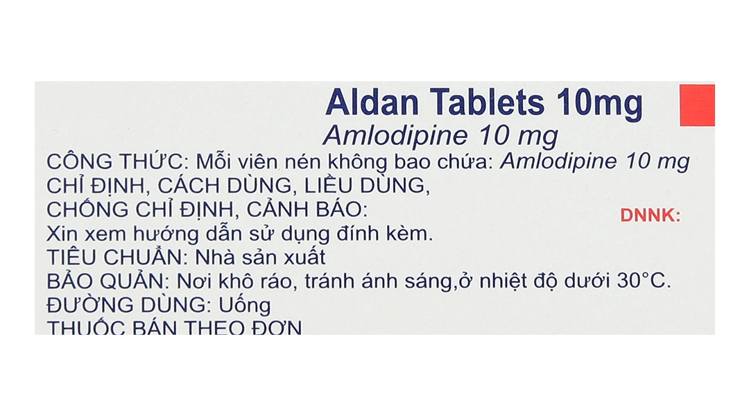 Aldan Tablets 10mg trị tăng huyết áp, dự phòng đau thắt ngực (3 vỉ x 10 viên) - 2
